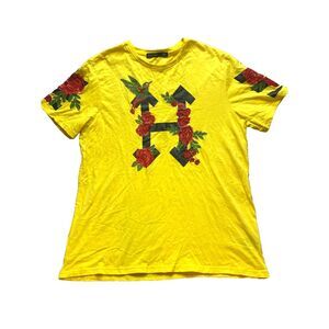 Hudson Outerwear Shirt Womens 3X Yellow Embroidery Rose Hip Hop Streetwear Plus‎